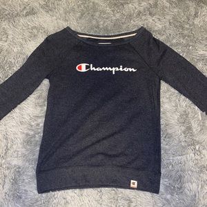Champion sweatshirt. wide neck. dark blue. worn a few times but no stains/rips